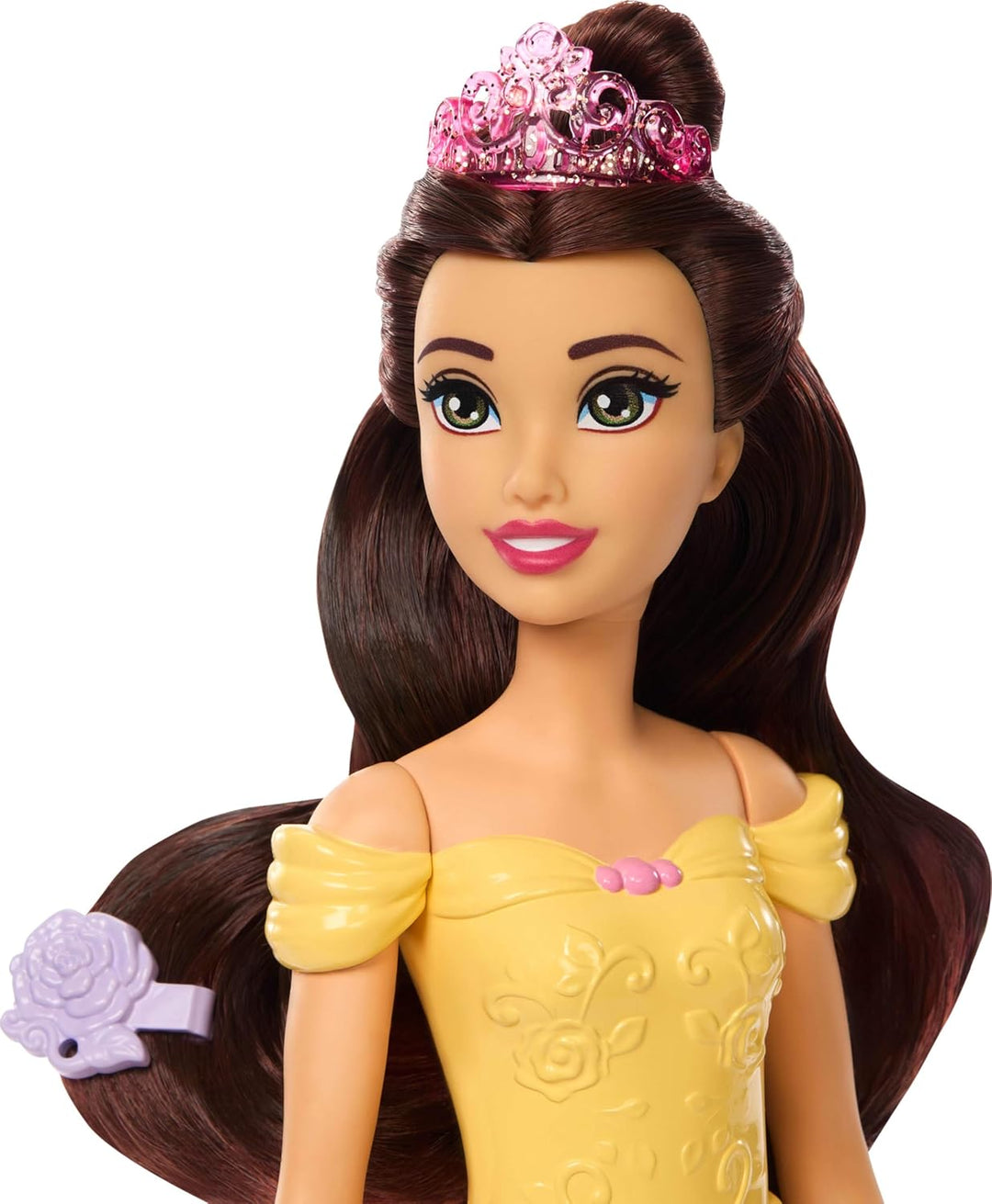 Mattel Disney Princess Belle Modepuppe mit Hündchen, Farbwechseleffekt, Badewanne, Bürste und Haarzu