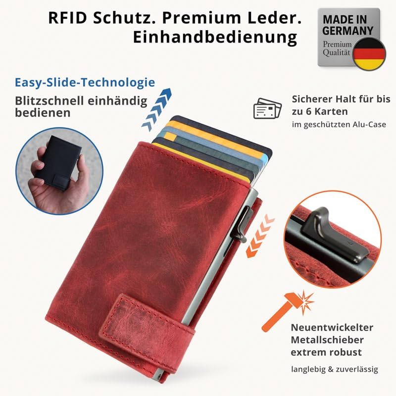 SecWal Kartenetui mit XXL Münzfach Druckknopf inkl. Geschenkbox - Made in Germany - Geldbörse inkl.