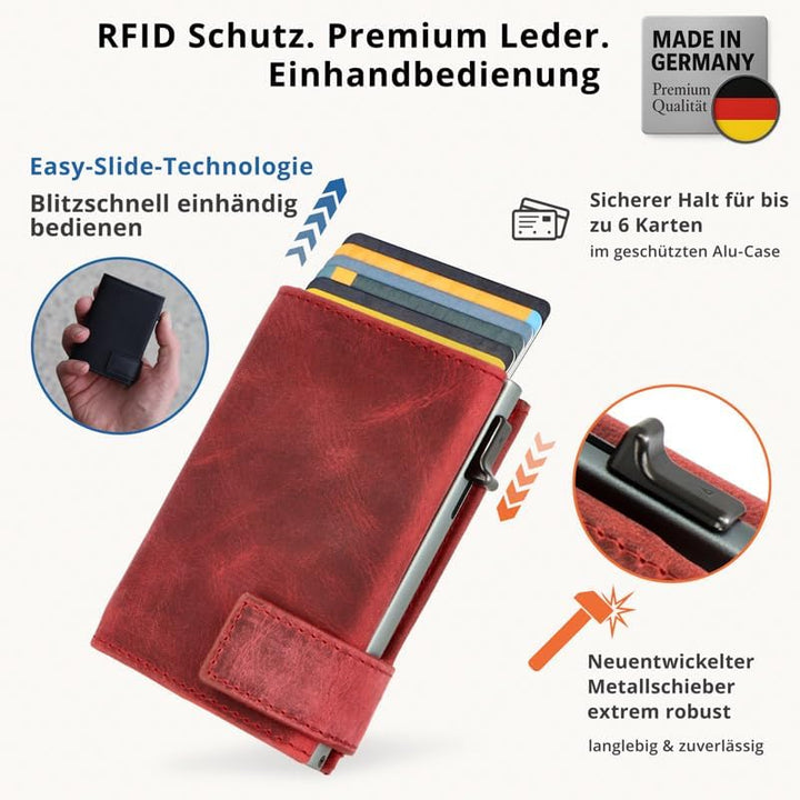 SecWal Kartenetui mit XXL Münzfach Druckknopf inkl. Geschenkbox - Made in Germany - Geldbörse inkl.