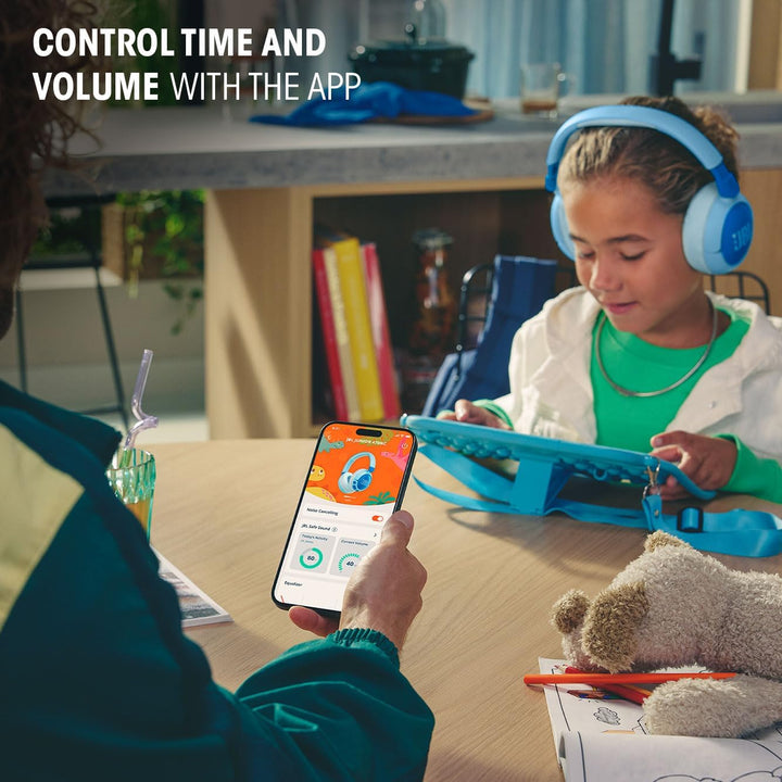 JBL Junior 470 NC, Kabellose Over-Ear Bluetooth-Kopfhörer mit Active-Noise-Cancelling für Kinder, Mi