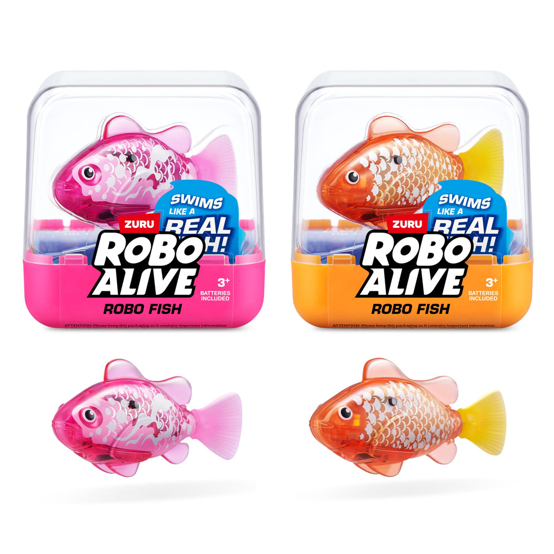 ROBO ALIVE Robo Fish Series 3 Roboter-Schwimmfisch, 2er Pack, rosa und lila, schwimmt in mehrere Ric