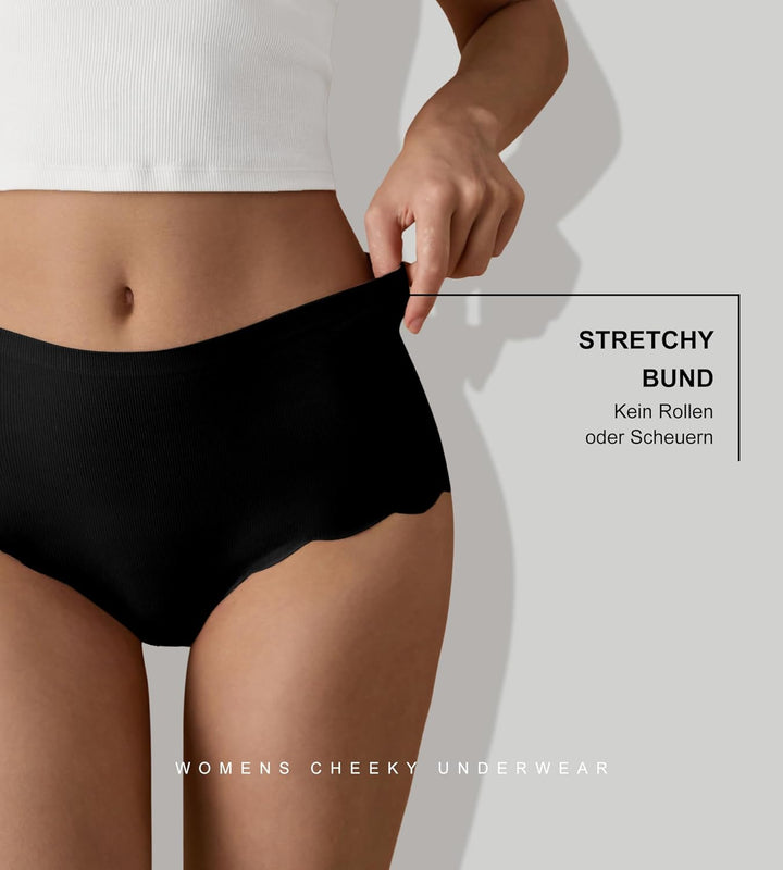 SHARICCA Nahtlos Slips Unterwäsche Damen Hohe Taille Bequeme Seamless Hipster Slips No Show Unterhos
