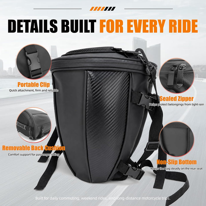 Hecktasche Motorrad Wasserdicht Klein, Sozius Tasche 10L Motorradtasche Heck, Motorcycle Tail Bag, T