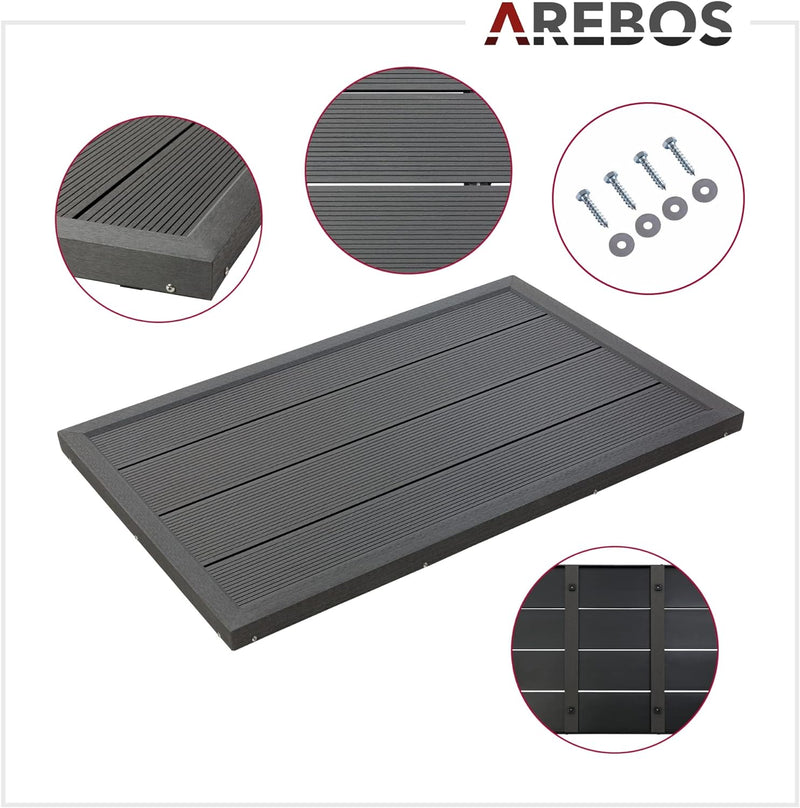 Arebos Bodenelement für Solardusche, Poolleiter oder Pool | Anthrazit | 101 x 63 x 5,5 cm | Bodenpla