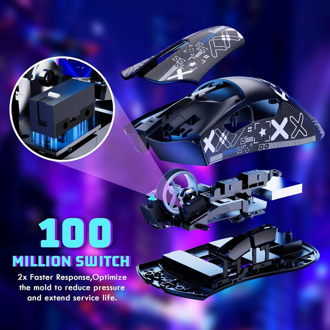 MAMBASNAKE X ATTACKSHARK V3 Kabellose Gaming-Maus mit Band,65g leicht,geteiltes Design für Rechtshän