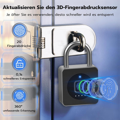 Eseesmart Smart Lock - Schloss mit Fingerabdruck Bluetooth APP iWatch Öffnen, Vorhängeschloss Finger