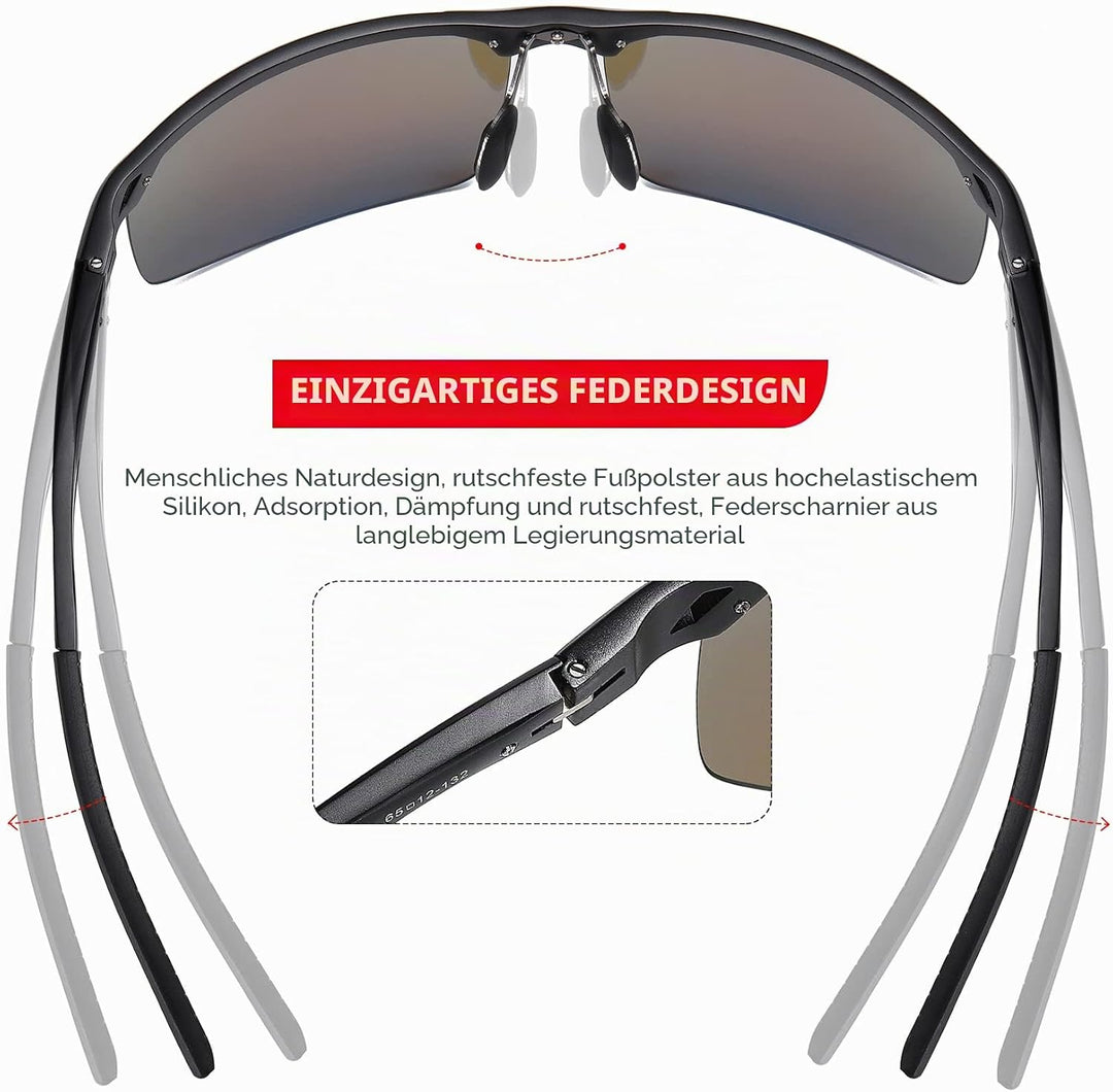 DUCO Sonnenbrille für Herren Retro Polarisierte Sonnenbrille Ultraleichte Sportbrille Al-Mg Metallra