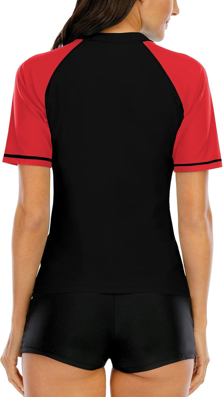 Halcurt UV Shirt Damen Kurzarm Rash Guard UPF 50+ Schwimmshirt Schnell Trocknender Badeshirt M-XXL X