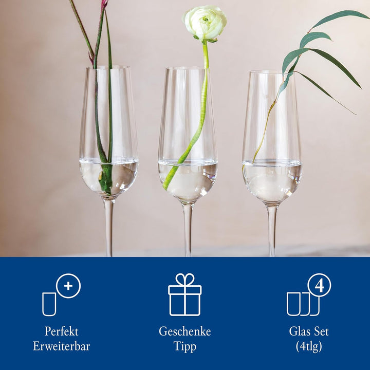 Villeroy & Boch - Rose Garden Sektkelch, Set 4tlg., 120ml, Kristallglas Transparent Sektkelch Set 4t