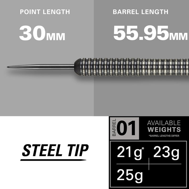 Target Darts Phil Taylor Power 8-Zero Schwarz 80% Wolfram Steeldarts-Set Schwarz Titanium 1 21G Sing