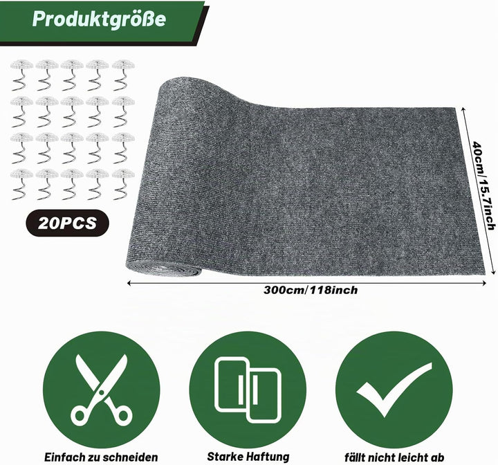 300cm×40cm Kratzmatte Katze Selbstklebend, Kratzschutz Sofa Katze, Trimmbare DIY Katzen Kratzmatte m