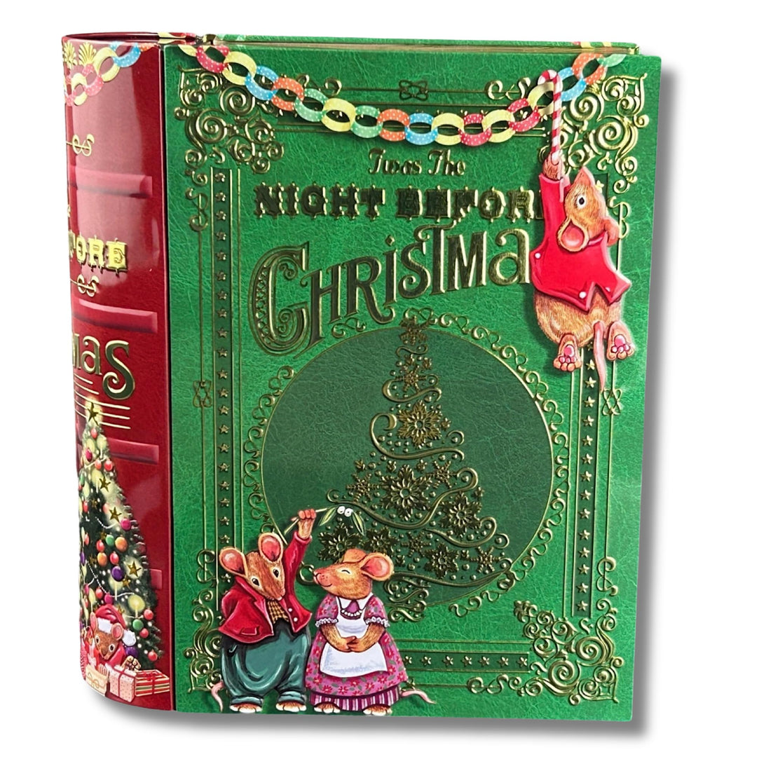 Grosse Buchdose Night Before Christmas - Aufbewahrungsdose, Keksdose, Blechdose - aufwändig geprägt