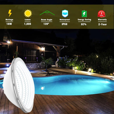 LyLmLe LED Poolbeleuchtung PAR56,18W Poolscheinwerfer Led Lampe Unterwasserscheinwerfer (Ersetzt alt