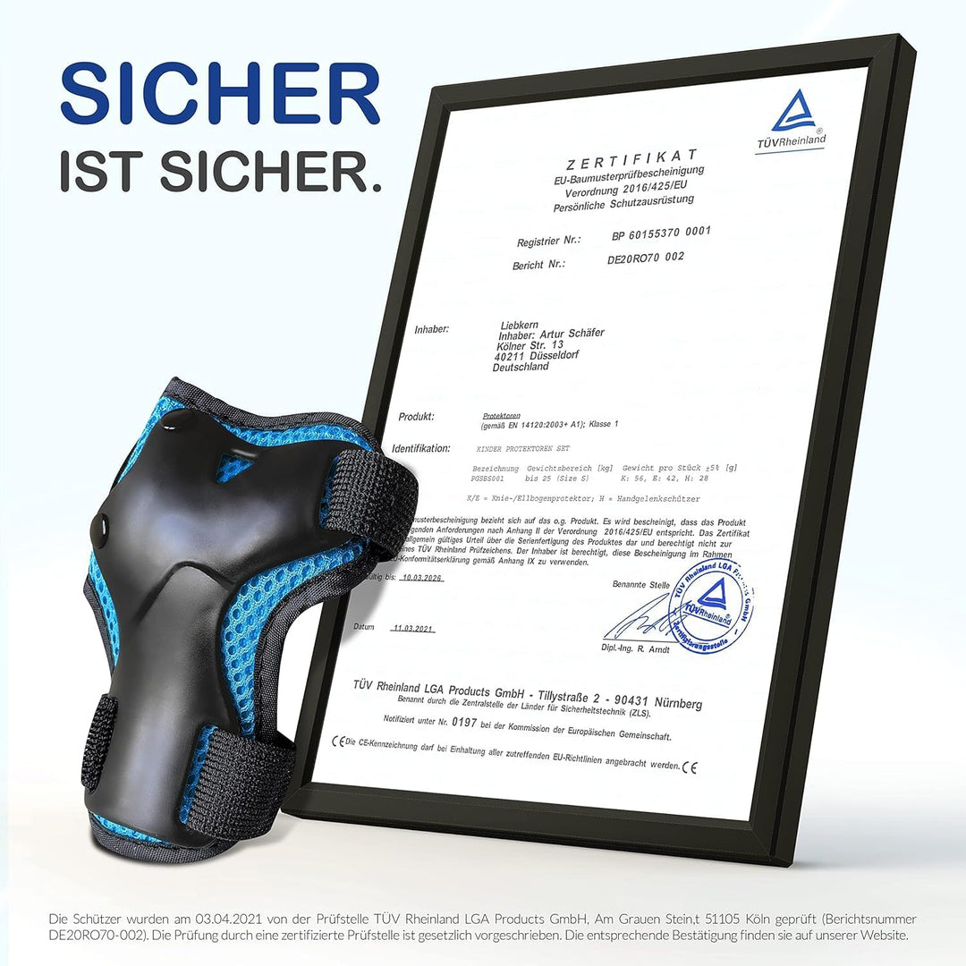 Liebkern Knieschoner Kinder - Ab 2 Jahre - Sicherheitsgeprüft und Komfortabel - Robuste Inliner Scho