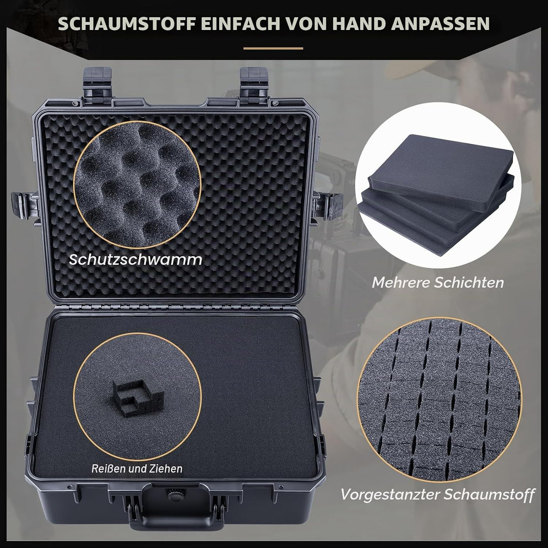 Lykus HC-5020 Grosser Wasserdicht Koffer mit Schaumstoff, Innenmass 50 x 40 x 21 cm, geeignet für el