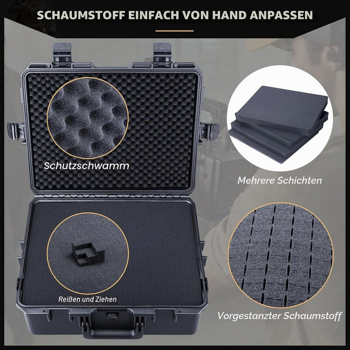 Lykus HC-5020 Grosser Wasserdicht Koffer mit Schaumstoff, Innenmass 50 x 40 x 21 cm, geeignet für el