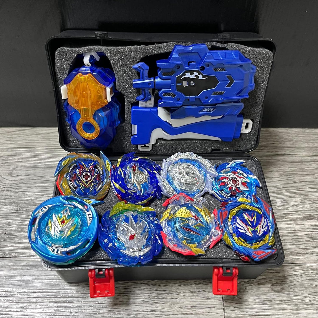 12Pcs Gyros Turbo Kreisel Set, Spielzeug Geschenk + Launcher Mit Box Set,Blue, Blue