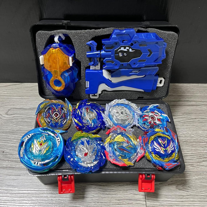 12Pcs Gyros Turbo Kreisel Set, Spielzeug Geschenk + Launcher Mit Box Set,Blue, Blue