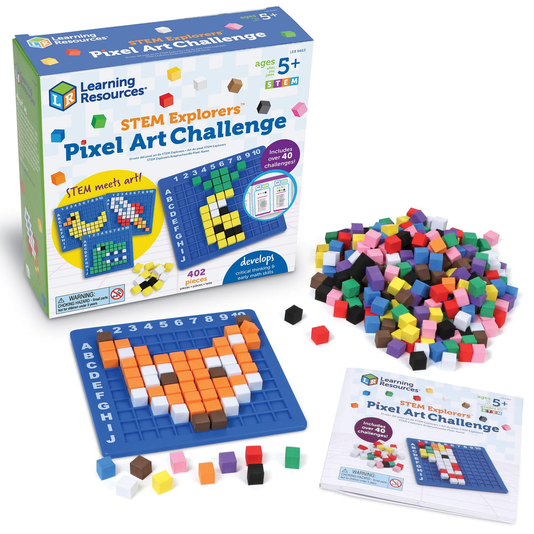 Learning Resources STEM Explorers Anspruchsvolle Pixel-Kunst, 402-teilig, ab 5 Jahren, Mint-Spielzeu