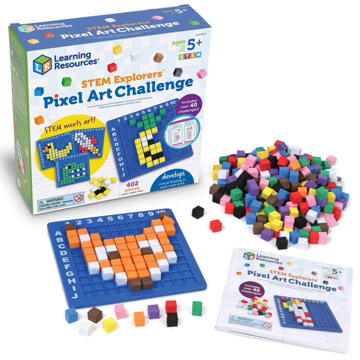 Learning Resources STEM Explorers Anspruchsvolle Pixel-Kunst, 402-teilig, ab 5 Jahren, Mint-Spielzeu