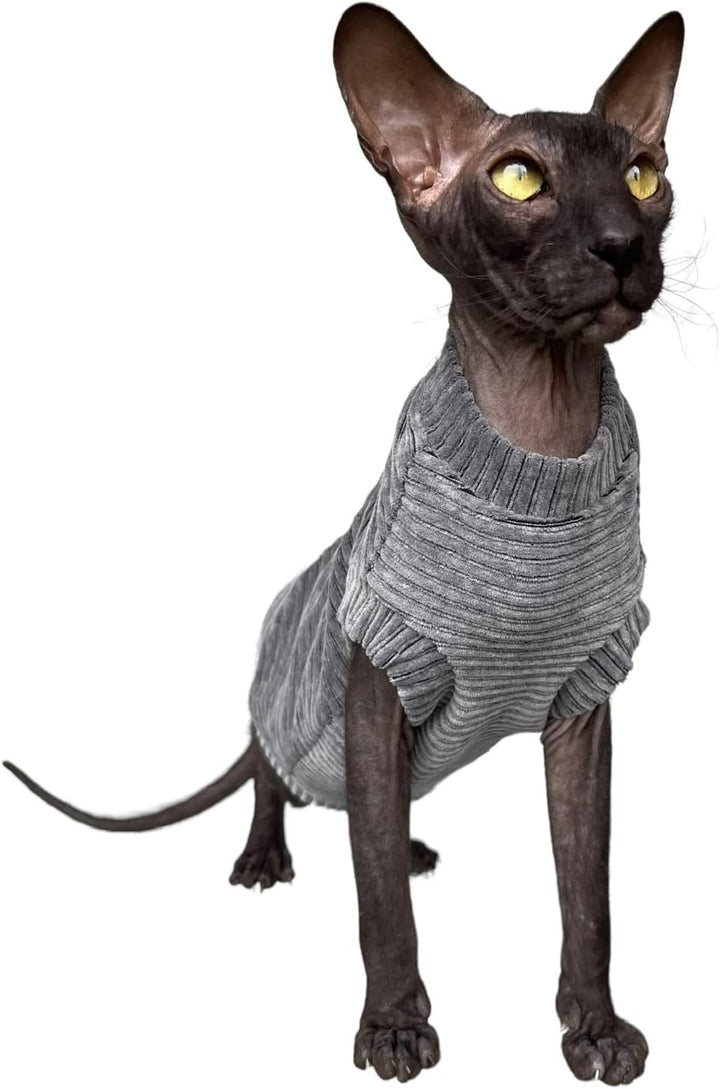 Kotomoda Katzen-T-Shirt aus Cord fьr Sphynx und nackte Katzen (klein, dunkelgrau) Small grau, Small