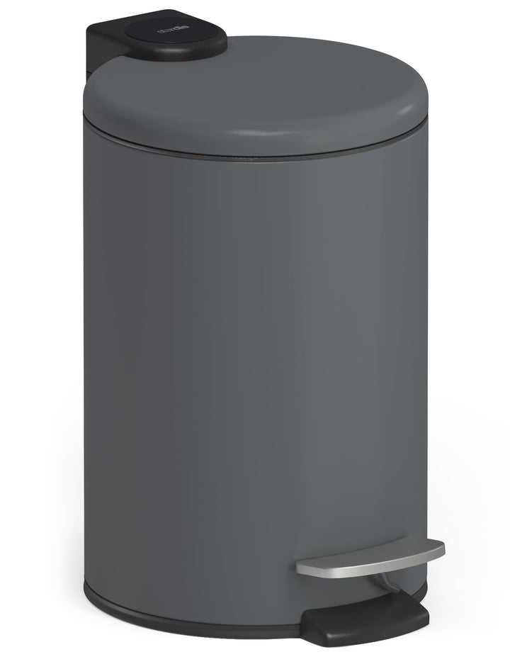 3 Liter Treteimer Edelstahl dunkel grau matt mit Absenkautomatik Klappdeckel leise schliessend Softc