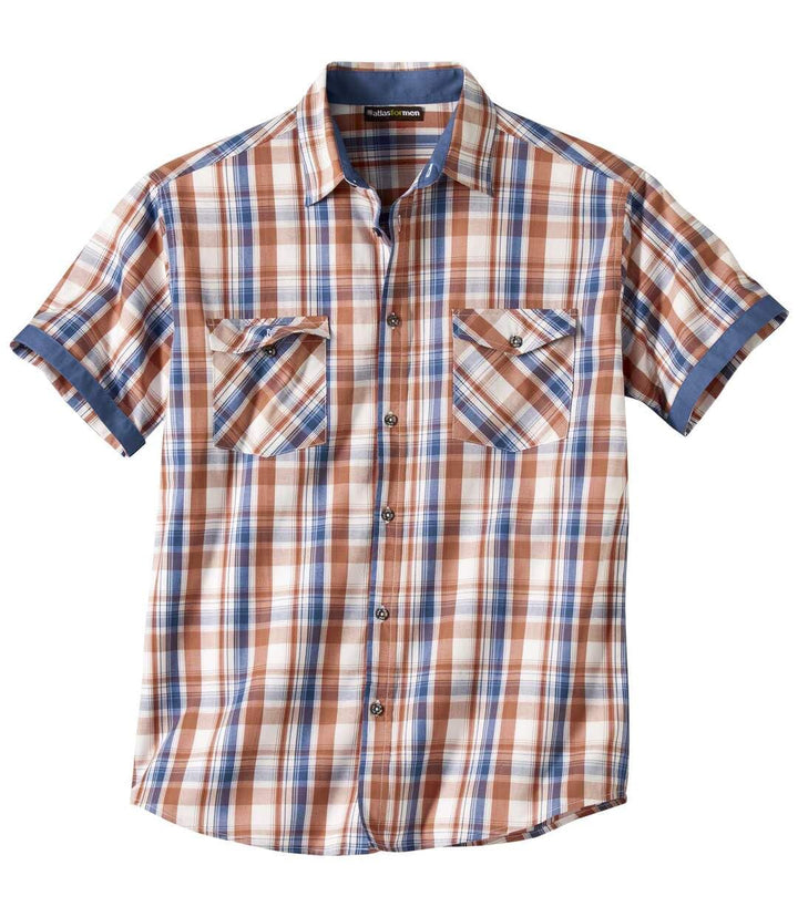 ATLAS FOR MEN - Herrenhemd - Kurze Ärmel - Verfügbar in grossen Grössen von M bis 5XL M Karos in Zie