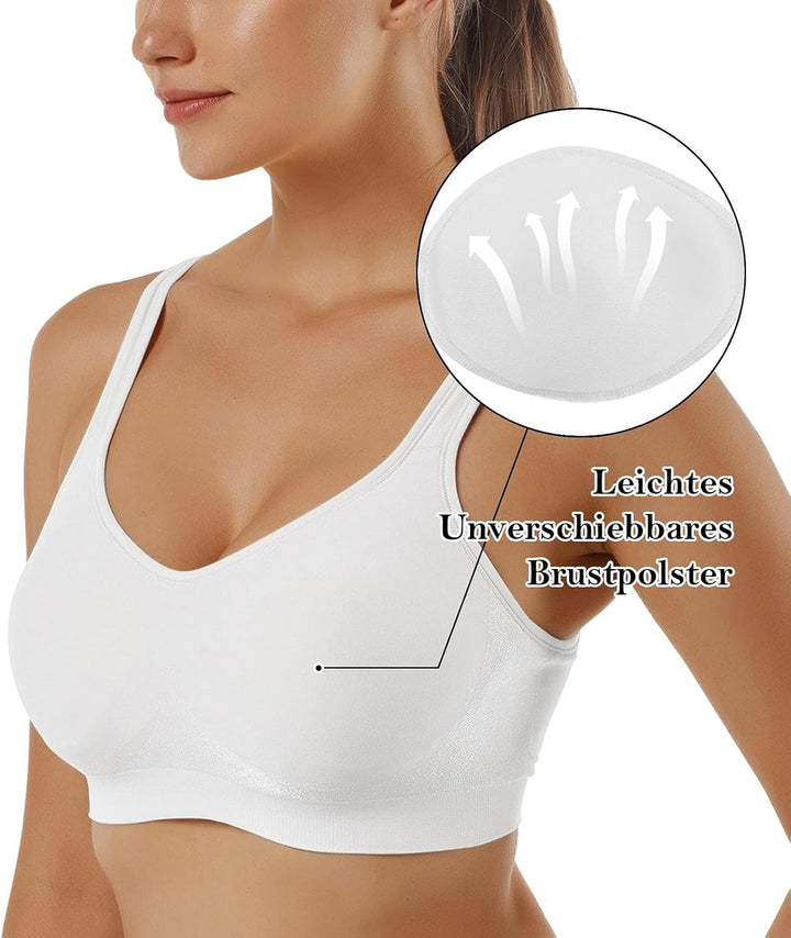 Vertvie Damen 1/2/3er Set Sport BH Einfarbig Ohne Bügel Bustier Klassische Bequem Stretch Bra Mittle