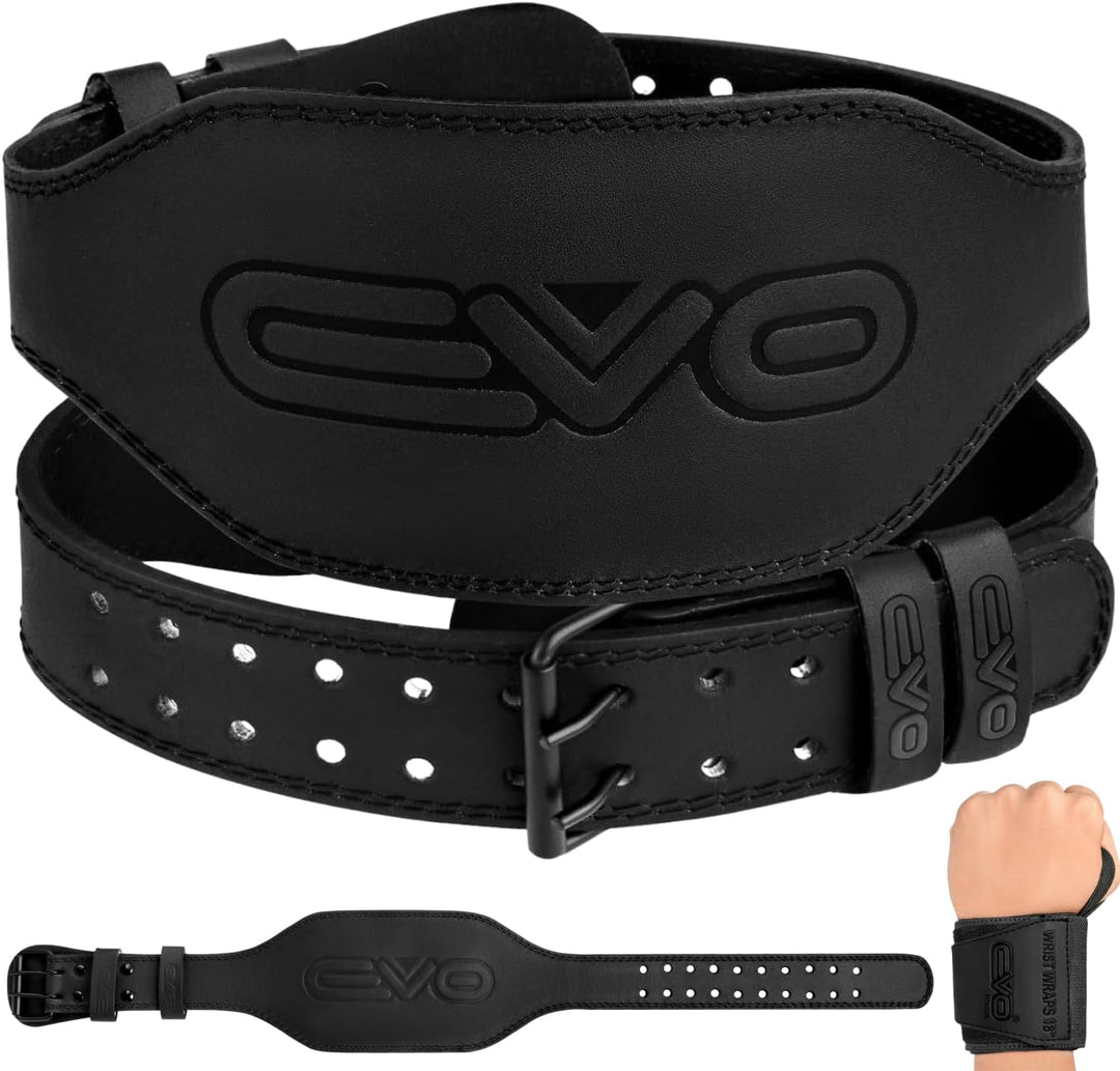 EVO Fitness 4” 6” Gewichthebergürtel Herren Damen Mit 18" Handgelenkschlaufen Gym Deadlift Gepolster