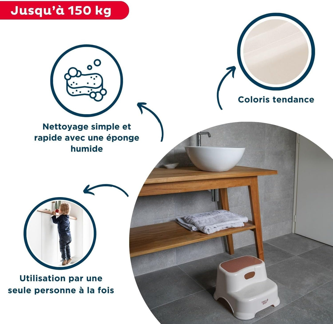 THERMOBABY - Doppeltritthocker, rutschfest, ab 18 Monaten, leicht und stabil, für Toilette, Waschbec