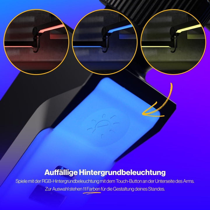 ENDORFY Broadcast Low Profile RGB Boom Arm, Premium Low Profile Mikrofon Smartfone und Lichtarm mit