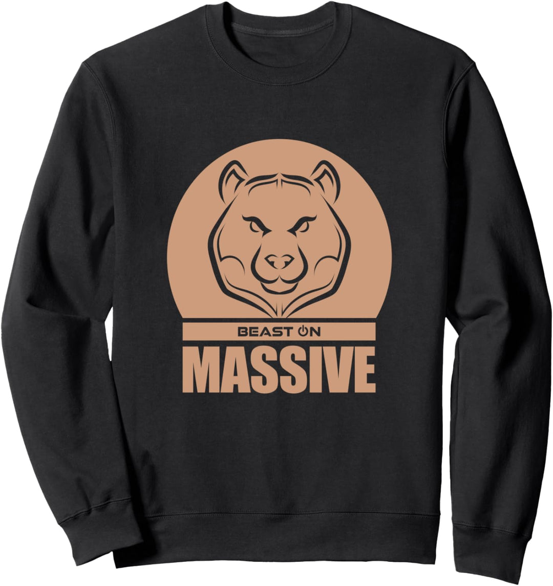 Massiv Bär Kopf Beast Beige Gym Fitness Bodybuilding Workout Sweatshirt