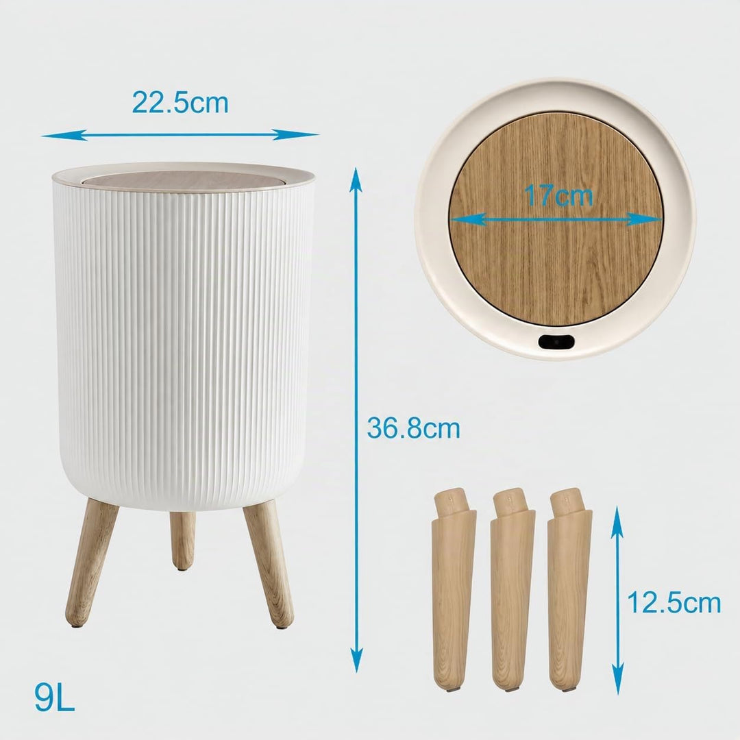 Badezimmer Mülleimer mit Sensor, 9L, automatisch und leise, Weiss