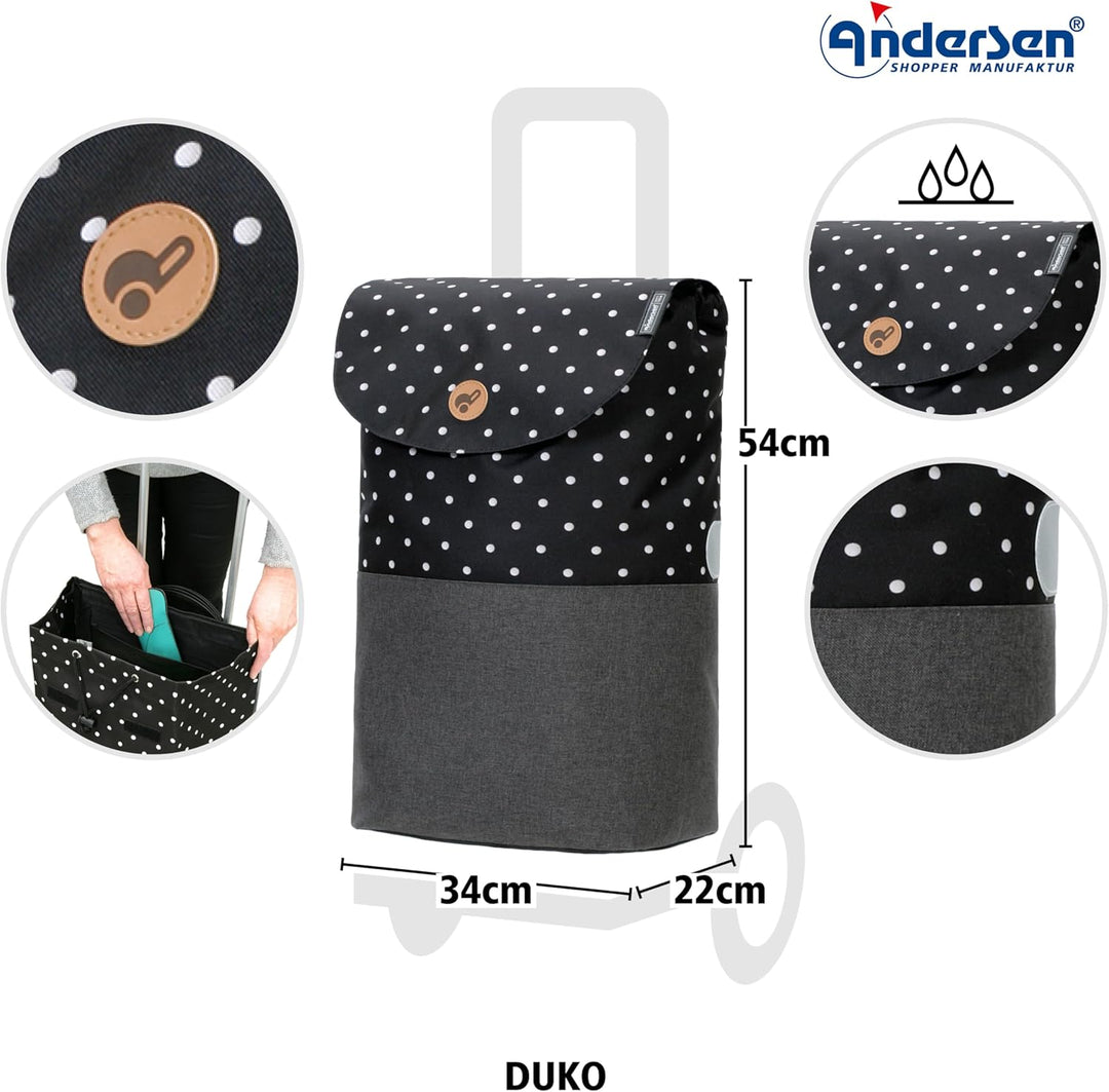 ANDERSEN Einkaufstrolley - Scala Shopper Duko schwarz 36 L modern,wasserabweisend, klappbar, leichtg