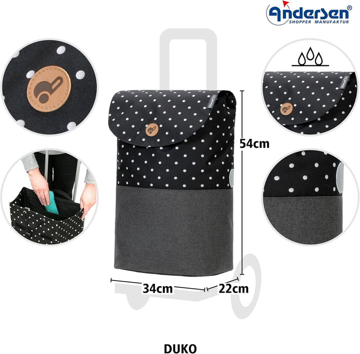 ANDERSEN Einkaufstrolley - Scala Shopper Duko schwarz 36 L modern,wasserabweisend, klappbar, leichtg