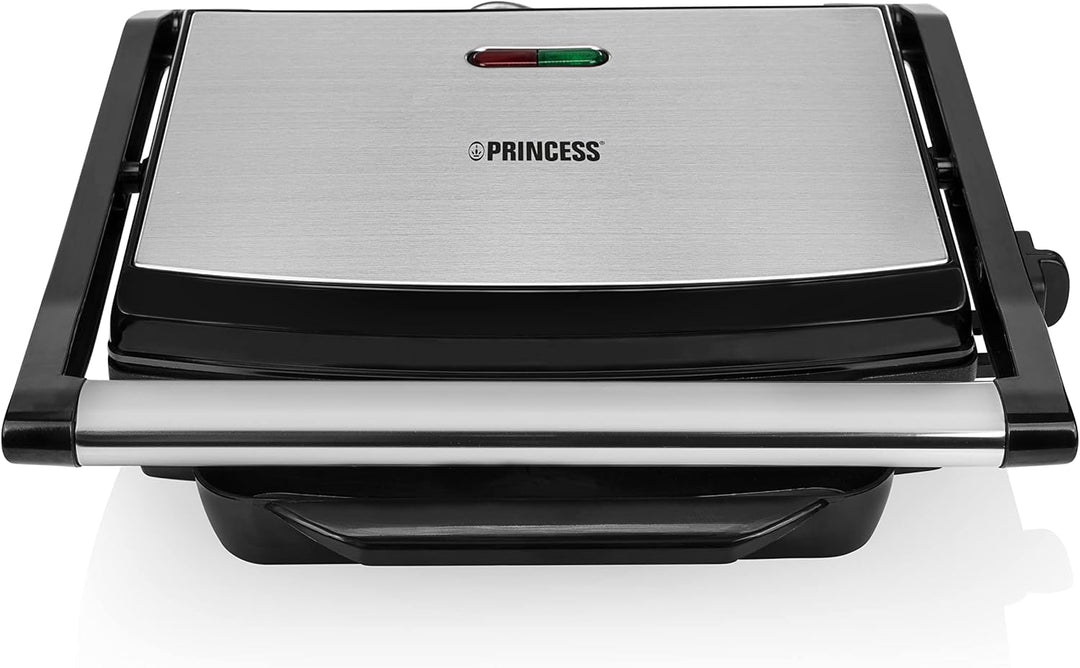 Princess Kontaktgrill - Panini Grill mit Edelstahlasuführung, 2000 Watt, 0,75m Kabellänge, 30x24cm G