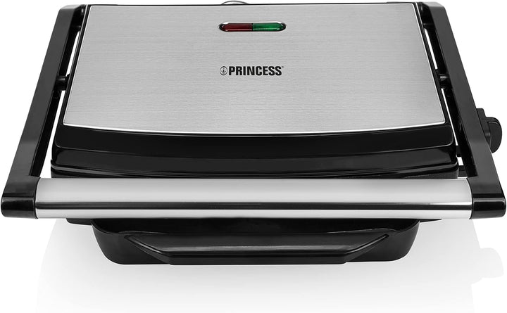 Princess Kontaktgrill - Panini Grill mit Edelstahlasuführung, 2000 Watt, 0,75m Kabellänge, 30x24cm G