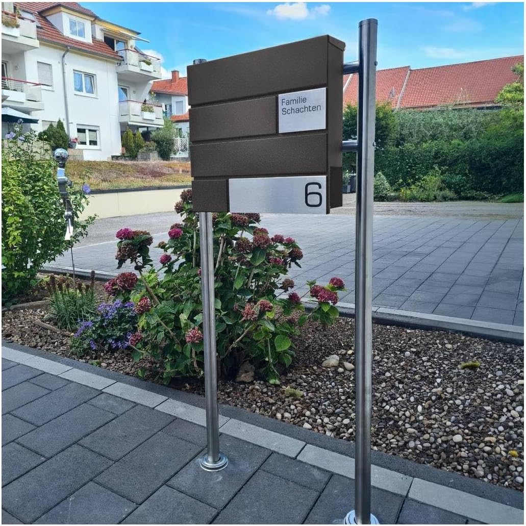 Metzler Briefkasten in grau Modell G - Pulverbeschichtung in DB 703 Eisenglimmer - Postkasten mit Gr