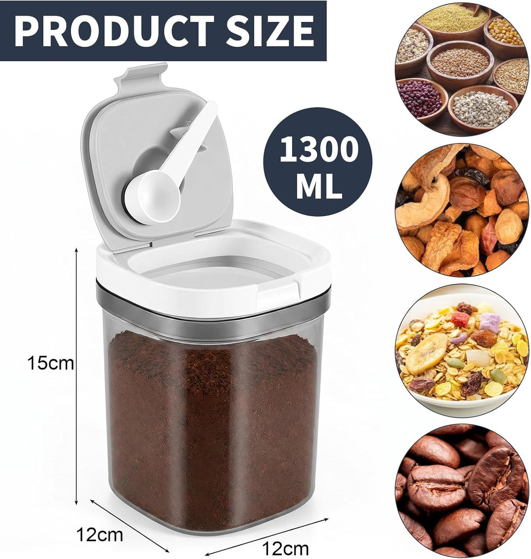 Kaffeedose Luftdicht, 1300ml Kaffeebohnen Behälter Kunststoff Lebensmittel Lagerung Container mit Lu