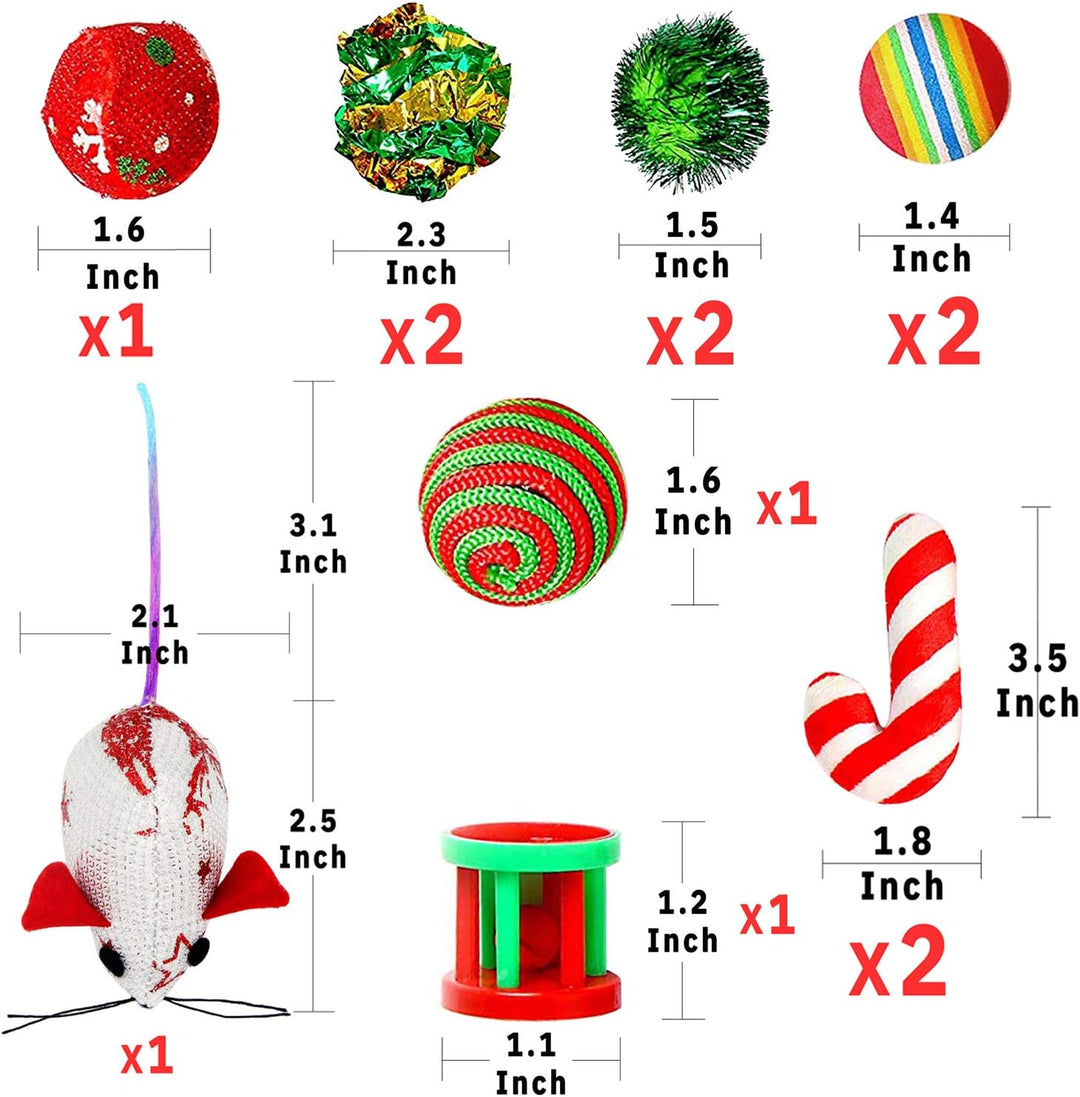 Weihnachtsstrumpf, Katzenspielzeug, gefüllt, 12 Packungen