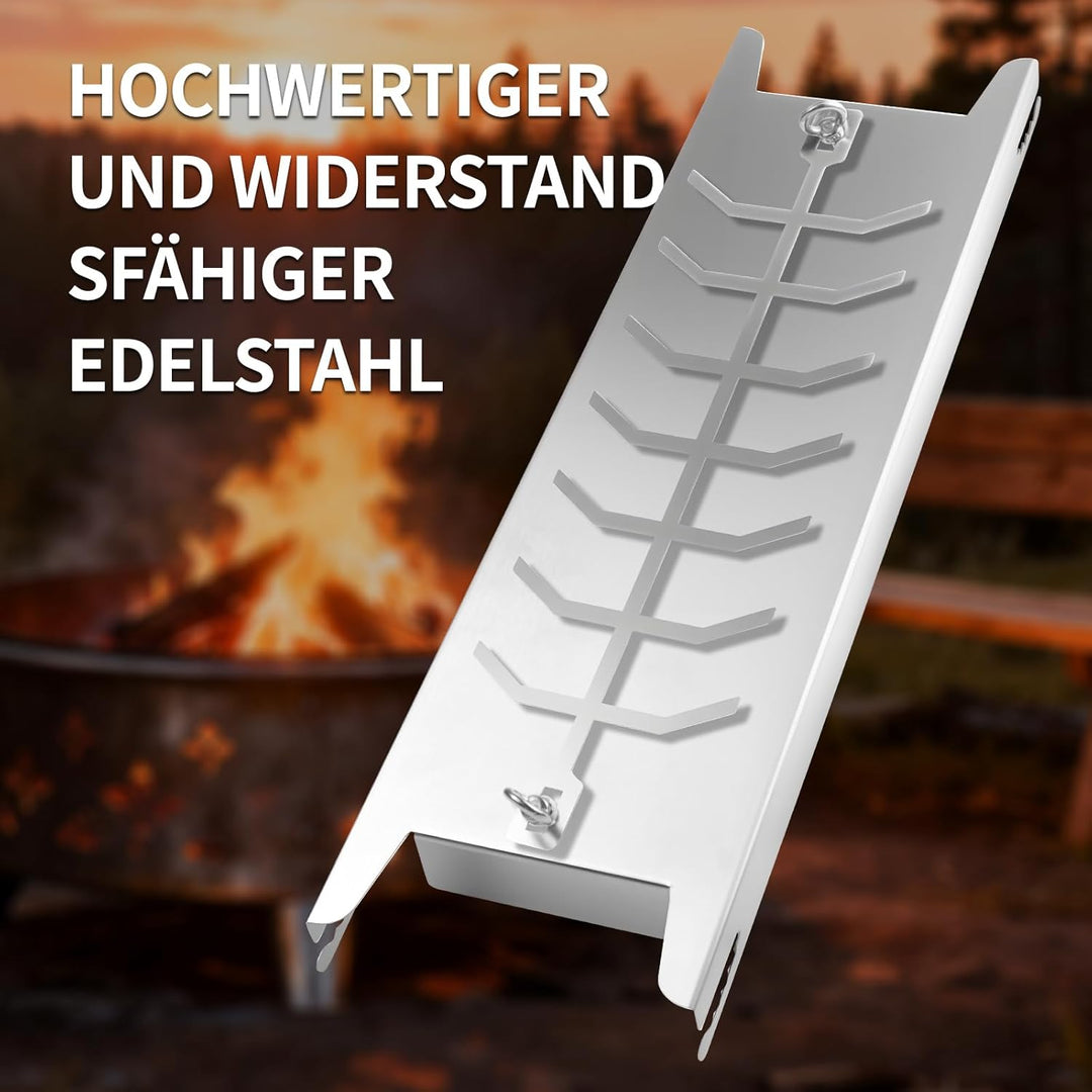 Edelstahl Flammlachshalter, 5 verstellbare Winkel & 180° drehbarer Grill, spülmaschinenfest, für Feu