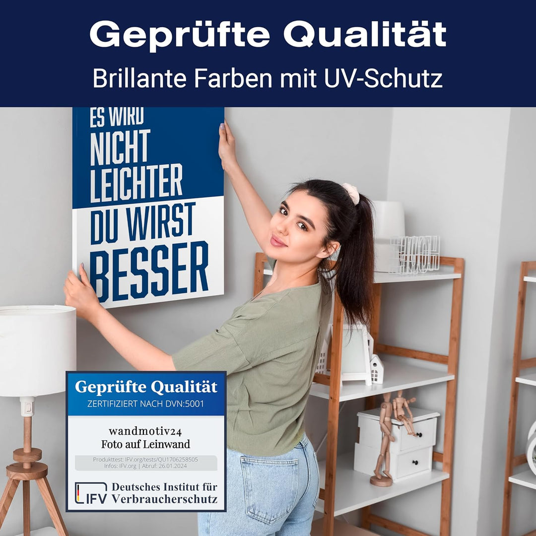 wandmotiv24 Motivations Motiv als Leinwandbild, 60x45cm, Hochformat, Motivation, du wirst Besser, Bl