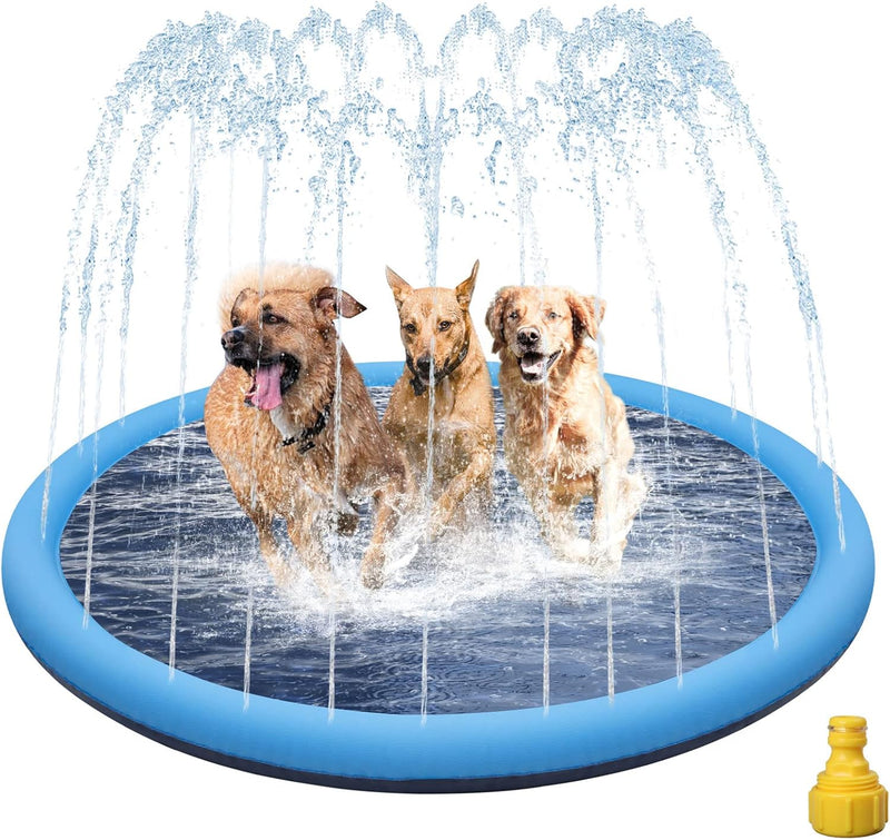 Hundepool, 170cm Sprinkler Matte Hund Splash Pad, Wasserspielmatte Hund Wassermatte, Verdickt rutsch