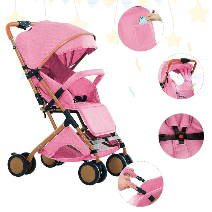 Supfine Kinderwagen für Babys, 0-3 Jahre, 15 kg, mit Rückenlehne &amp; Fussstütze, mit einer Hand faltba