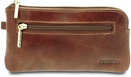 GIUDI ® - Schlüsselanhänger aus Rindsleder, Unisex, echtes Leder Braun, Braun