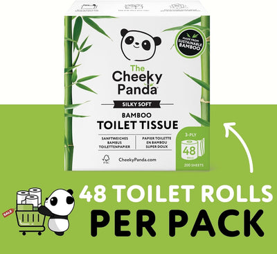 The Cheeky Panda Toilettenpapier aus Bambus - 48 Rollen mit je 200 Blatt - 3-Lagig - Hypoallergen -