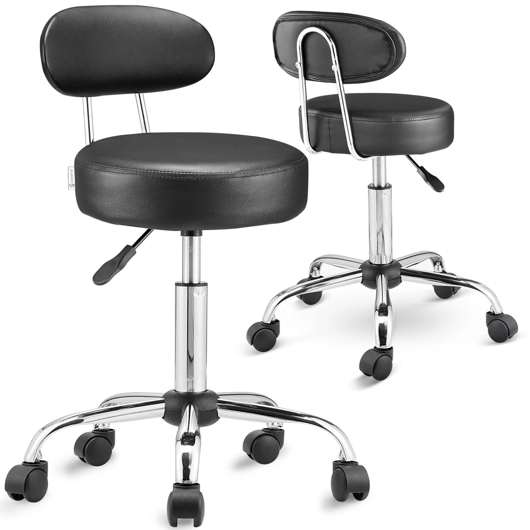 Casaria® Rollhocker mit Lehne Höhenverstellbar 2er Set 360°C Drehbar 46-60cm Sitzhöhe 10cm Polsterun