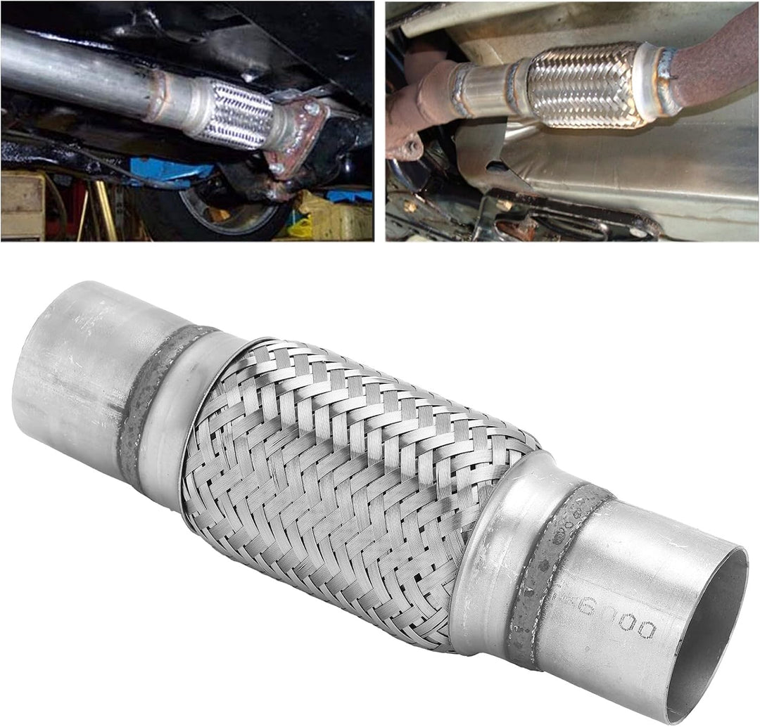 Edelstahl-Auspuff-Flexrohr, 57x250 Mm Doppelt Geflochtener Faltenbalg Silber Passend für Off-Road-Fa