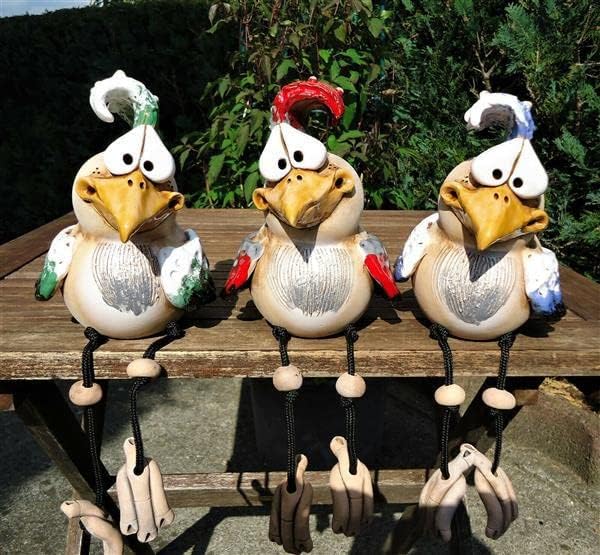 Youery 3pcs Hühner Deko Gartendeko Für Draussen Figuren, Keramik Huhn Tierfigur Gartenstecker Kerami