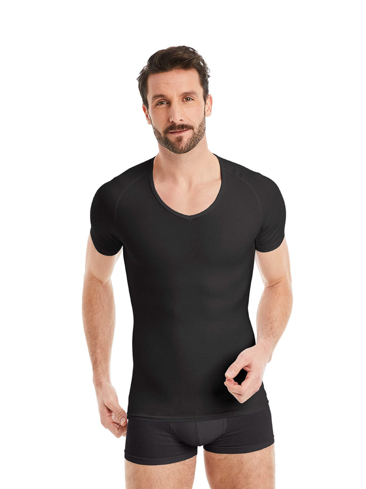 FINN figurformendes Kompressions-Unterhemd Herren - Shapewear Kurzarm Shirt mit Bauch-Weg Effekt - B